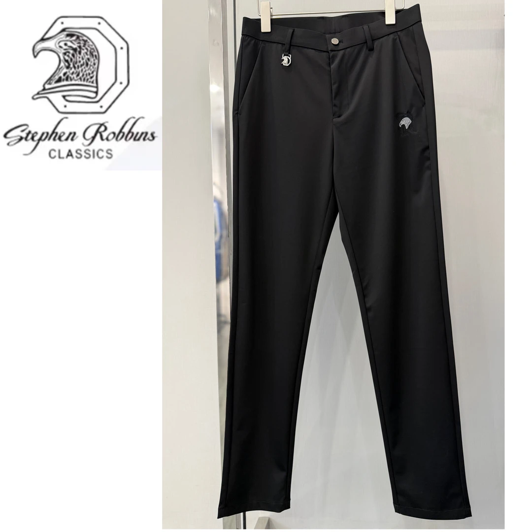 【欧洲名店】Stephen robbins鹰标夏季高品质男士黑色休闲西裤3132
