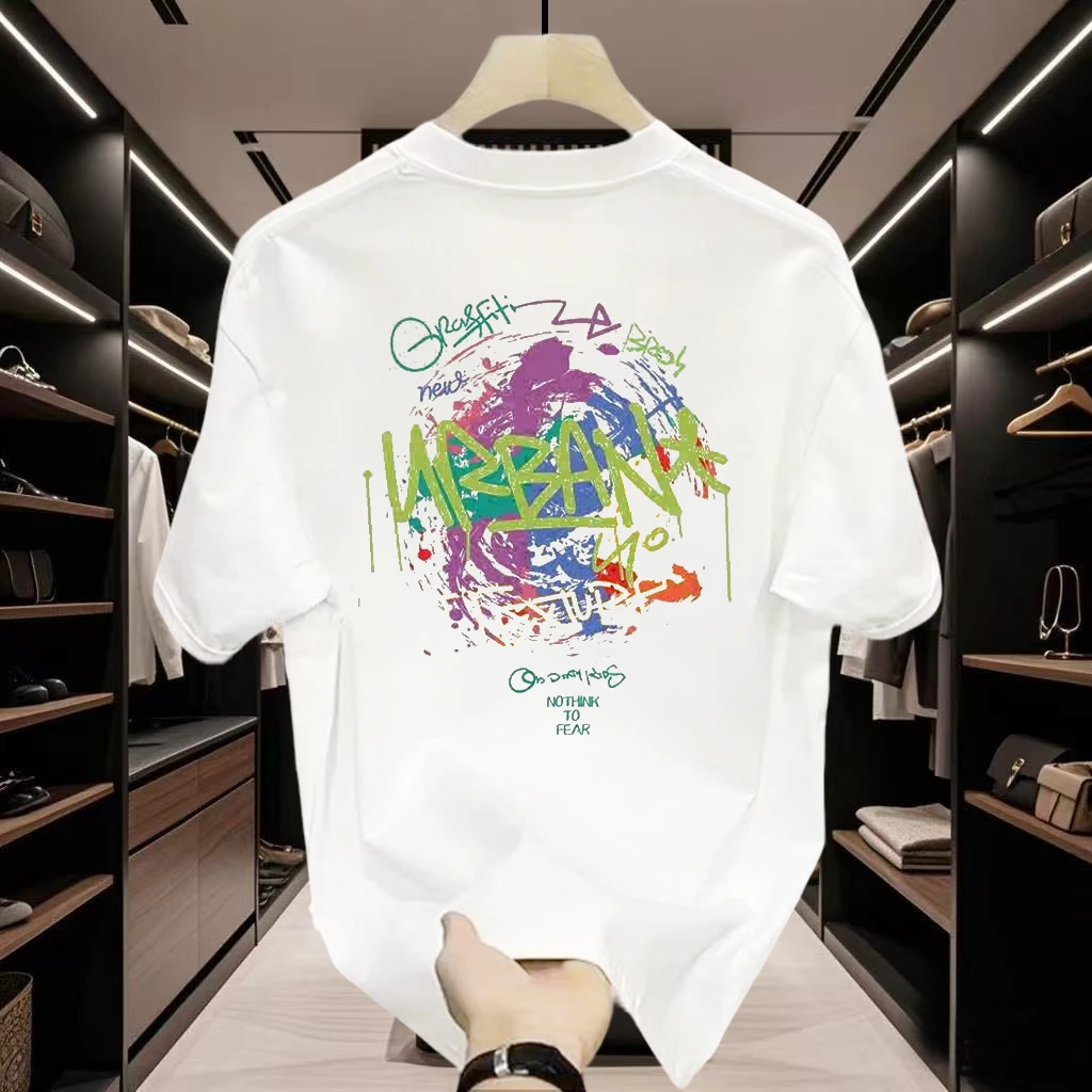 夏季圆领纯棉T恤男士时尚韩版休闲百搭大码半袖上衣休闲服男款潮t