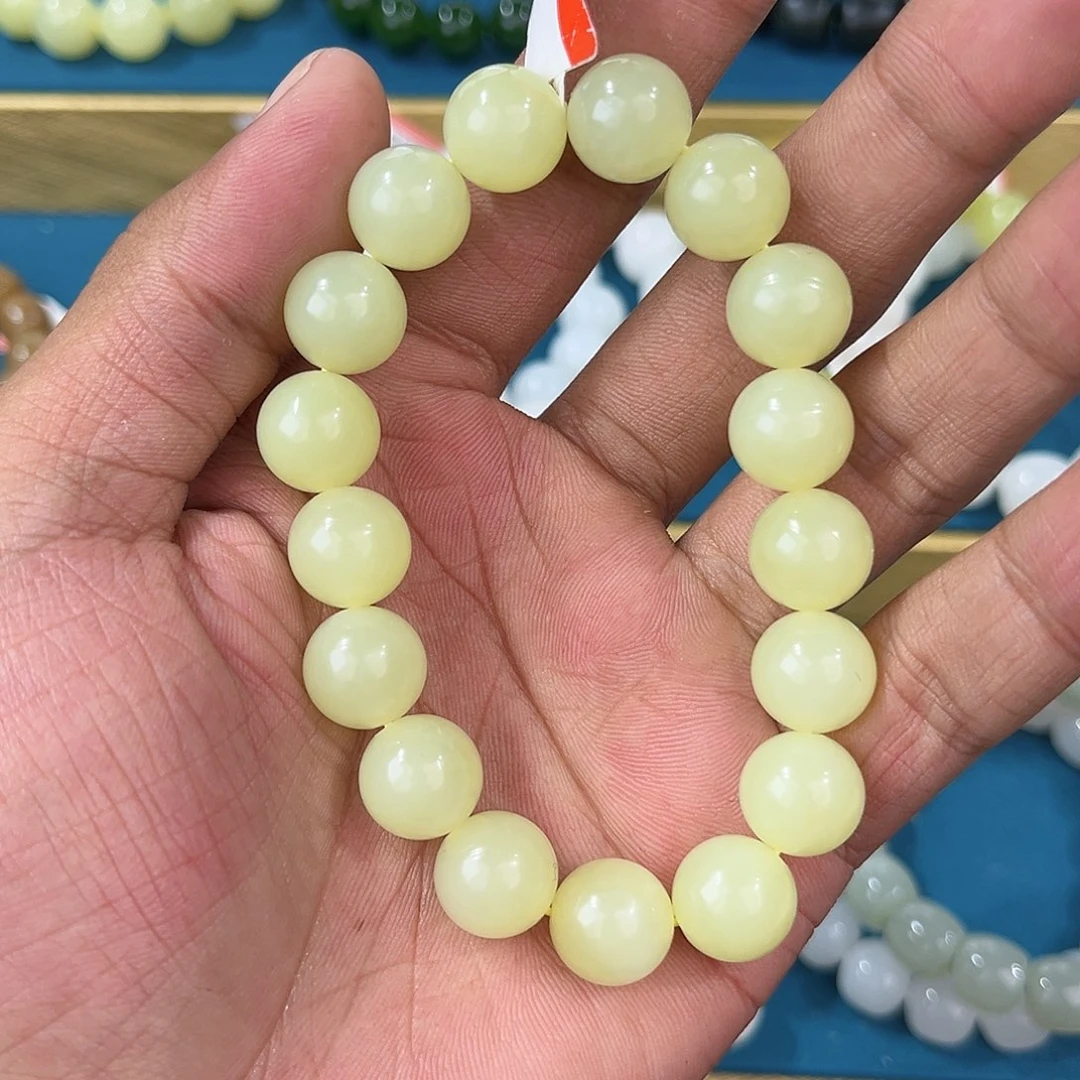 手串未镶嵌和田玉纯天然新疆和田玉若羌黄口12mm