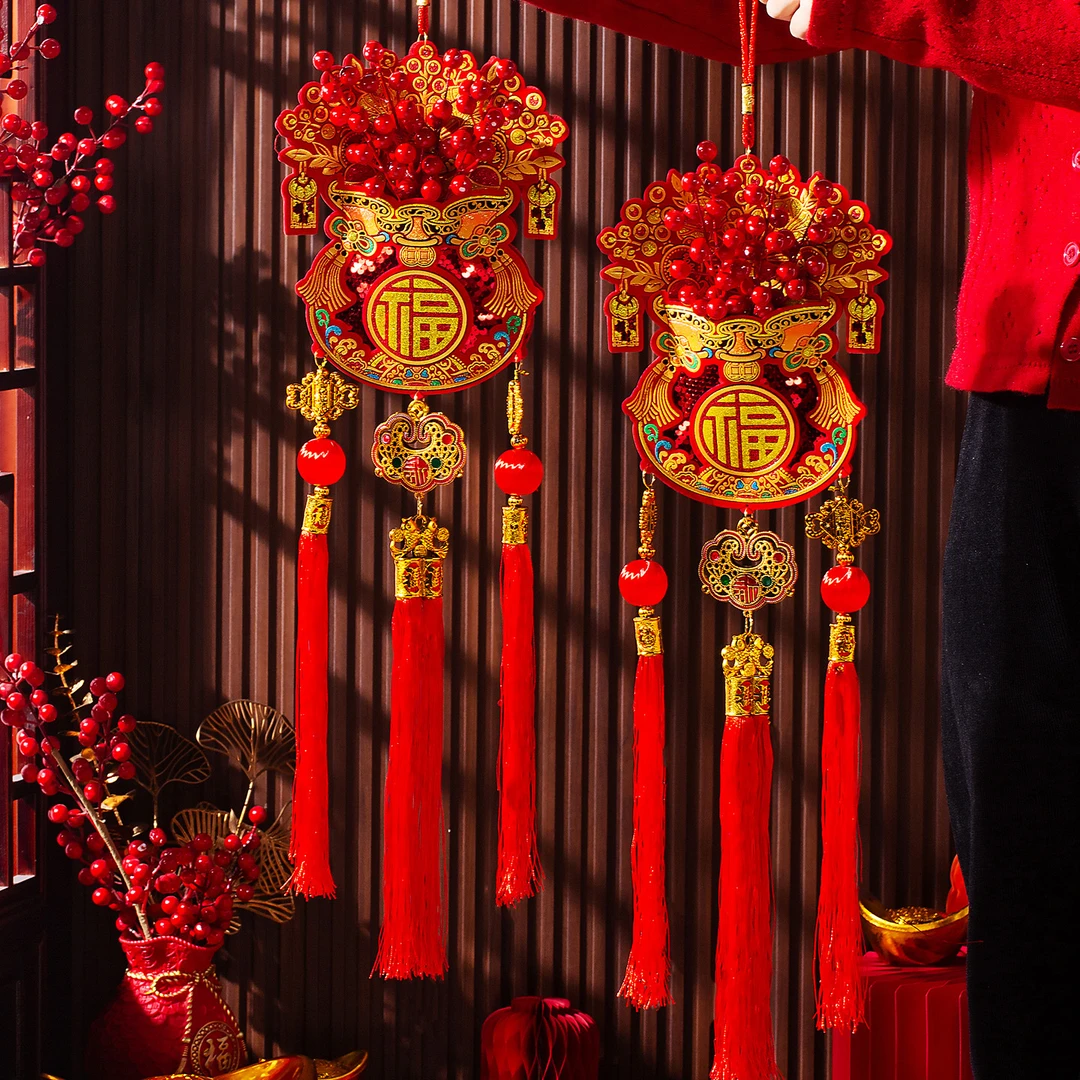 新年福袋挂饰马年钱袋挂件春节门把手背景墙装饰地摊新品年货