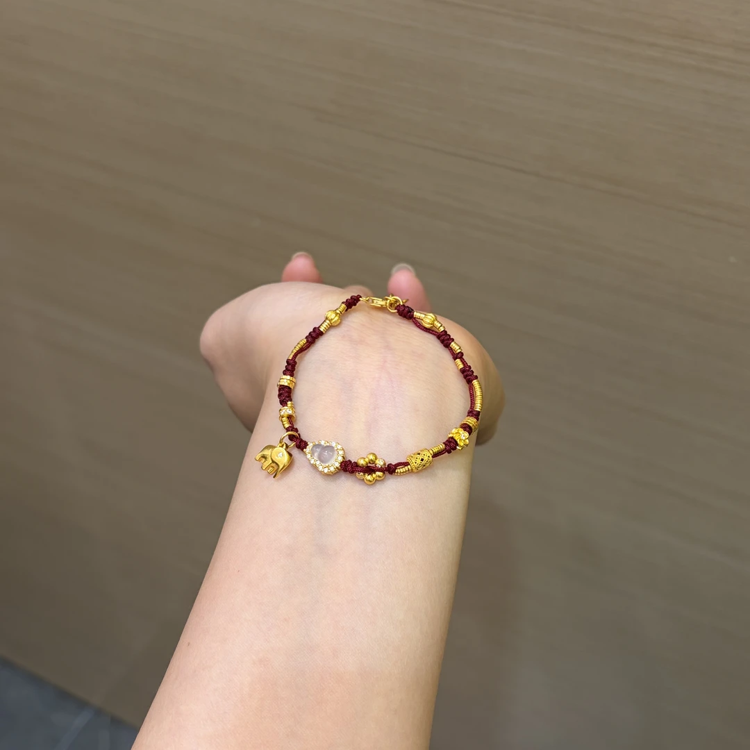 【菠萝珠宝】足金999 小象提溜搭配葫芦 盘缠手串  净克重：9.52克