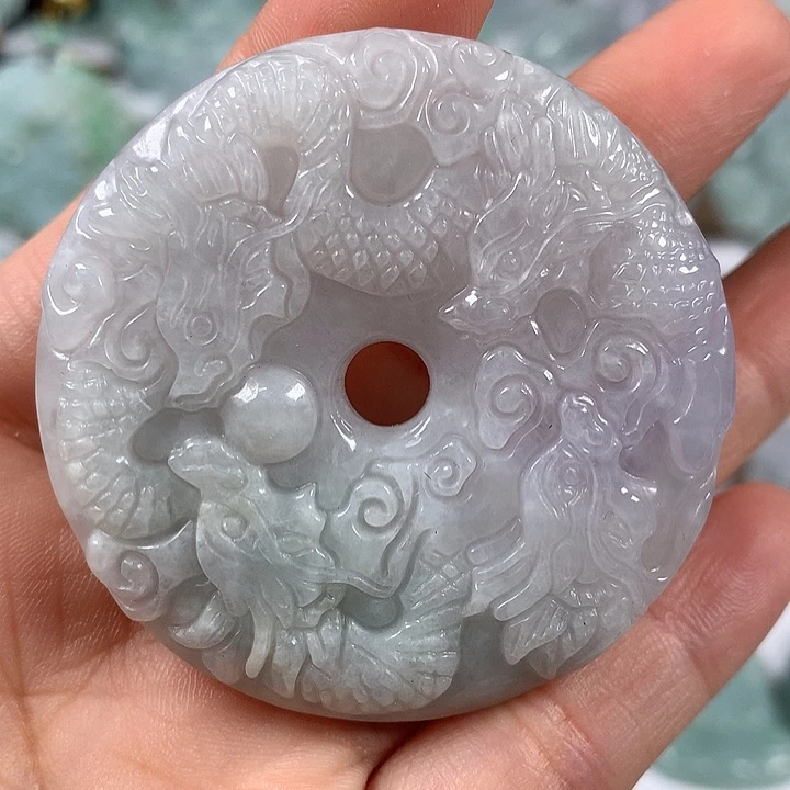 颈饰未镶嵌翡翠九龙扣两面工艺福利卡厚10+