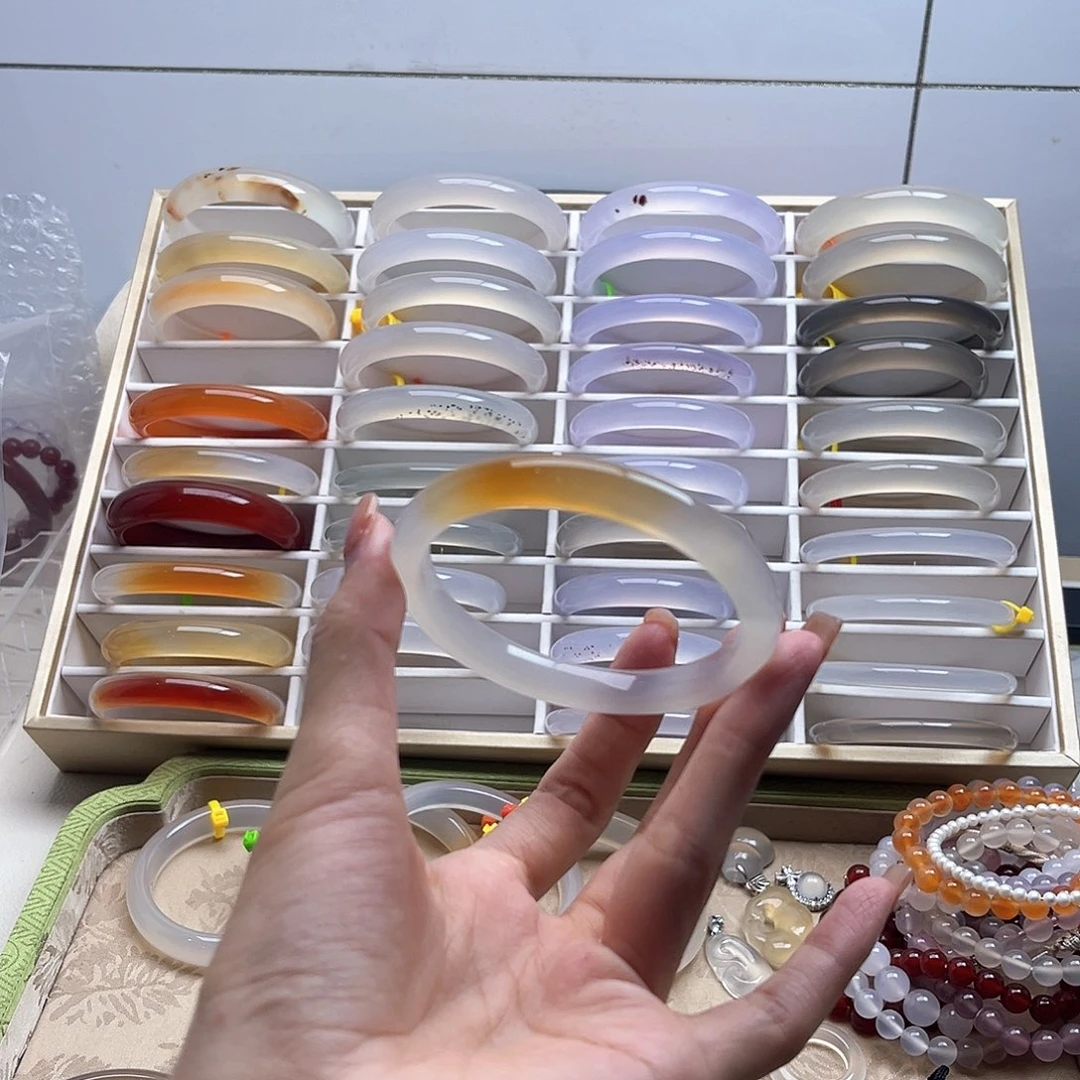 沿***墨手镯玛瑙/玉髓未镶嵌