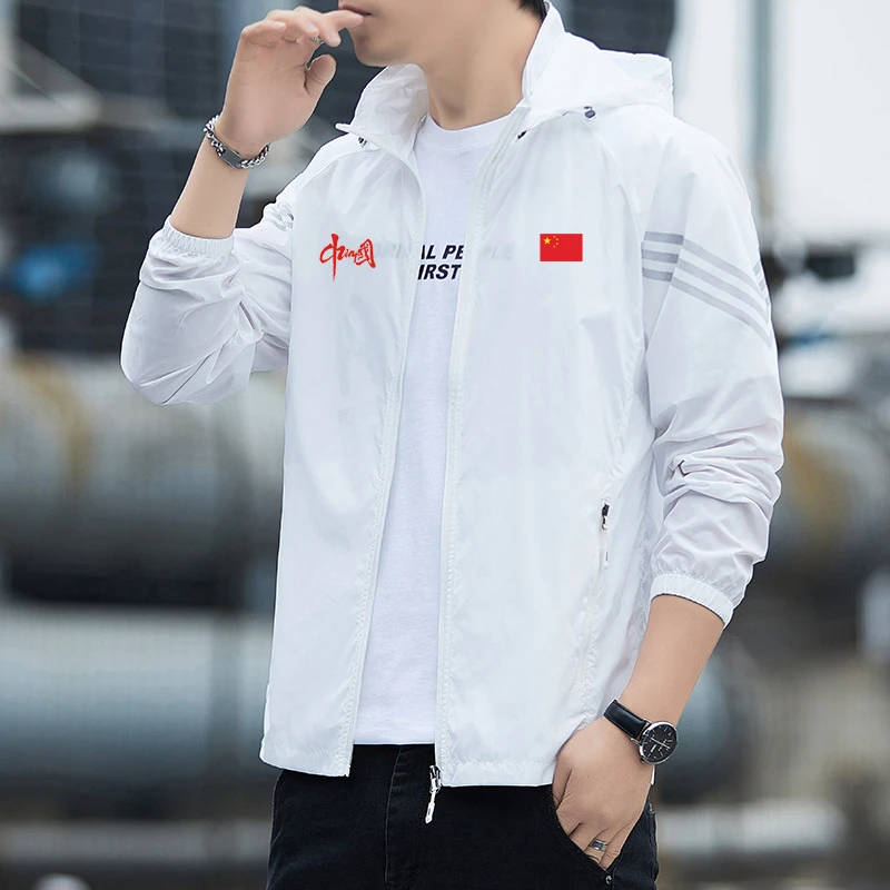 中国队China薄款透气皮肤衣夹克男士防晒衣夏休闲户外钓鱼服外套