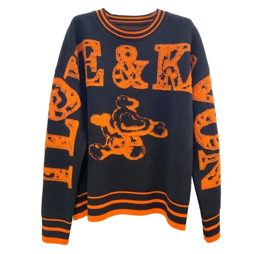 【妍妍专属】活力街头风撞色卡通字母绣花宽松保暖毛衫KK4M508HS