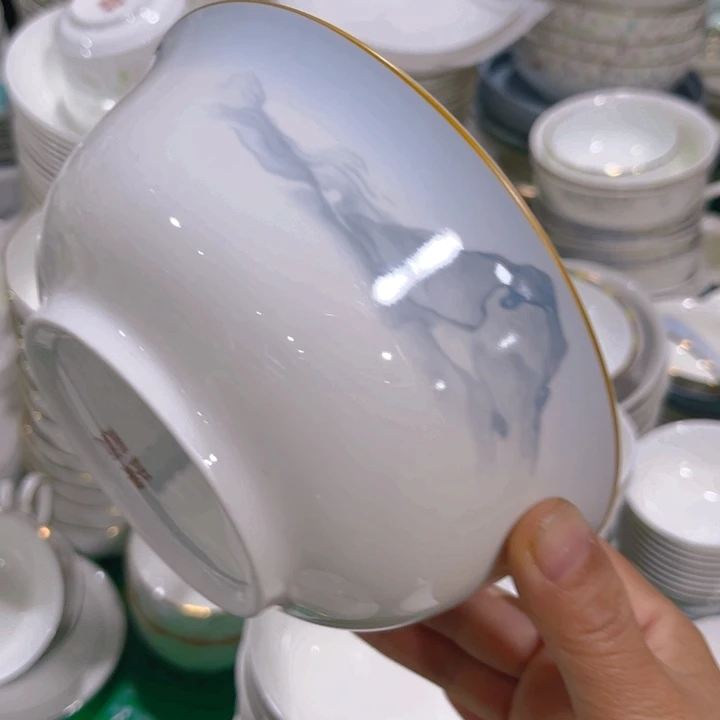 瓷片六寸面碗五个微瑕