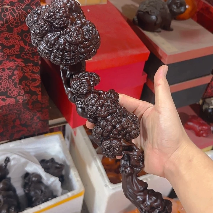木黑檀木37灵芝一套带底座