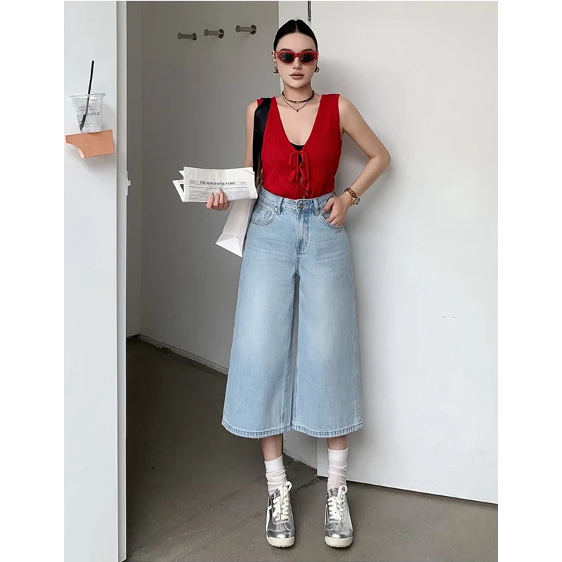 高腰八分牛仔裤女2025春夏季新款韩版百搭显瘦2025裤子网红款