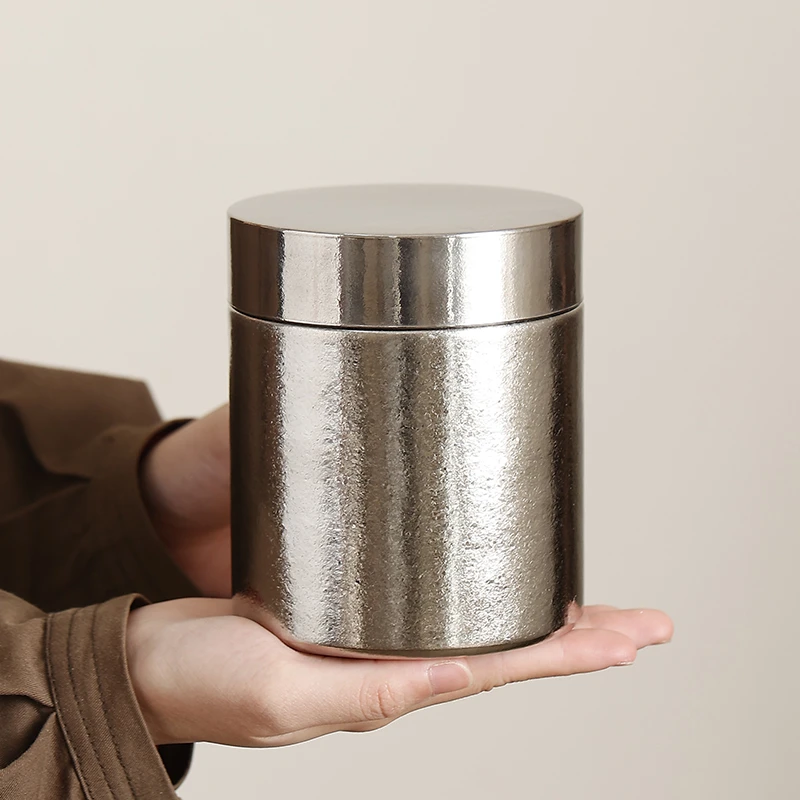 纯钛茶叶罐密封罐精品高档家用大号装茶叶储存罐红茶绿茶存茶罐子