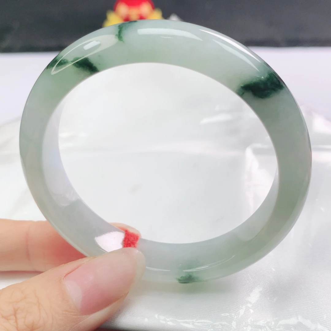 翡翠未镶嵌手镯翡翠54.0飘深花正圈