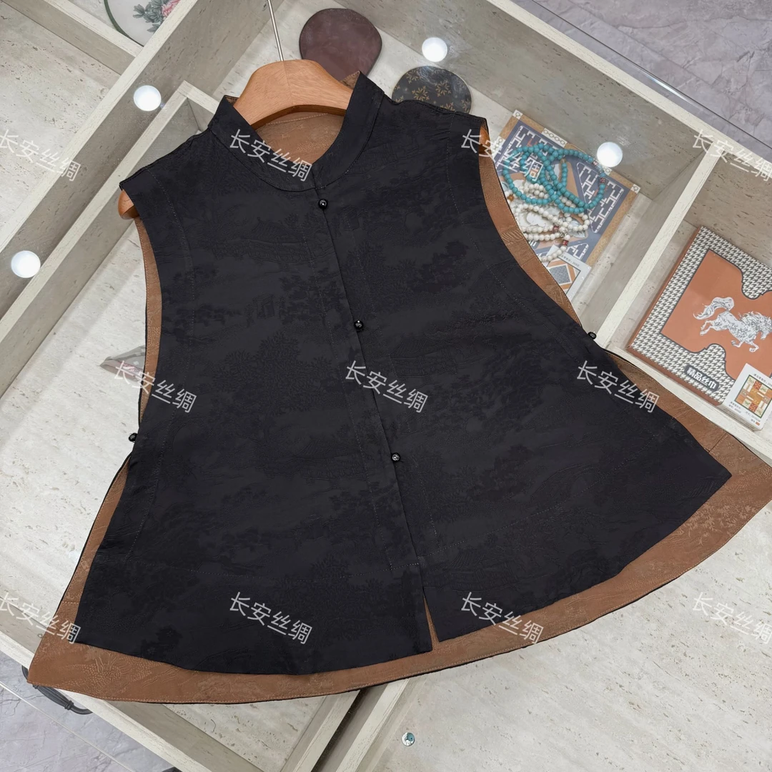 【长安】双面双穿 新中式复古提花设计款立领马甲FY5080602