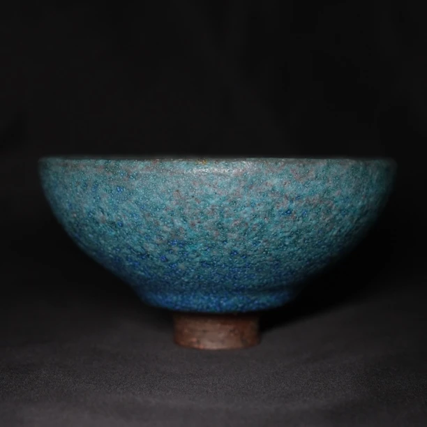 吴远中未名窑远中款犀皮醉陶瓷大茶碗复古家用茶具茶杯主人杯蓝釉