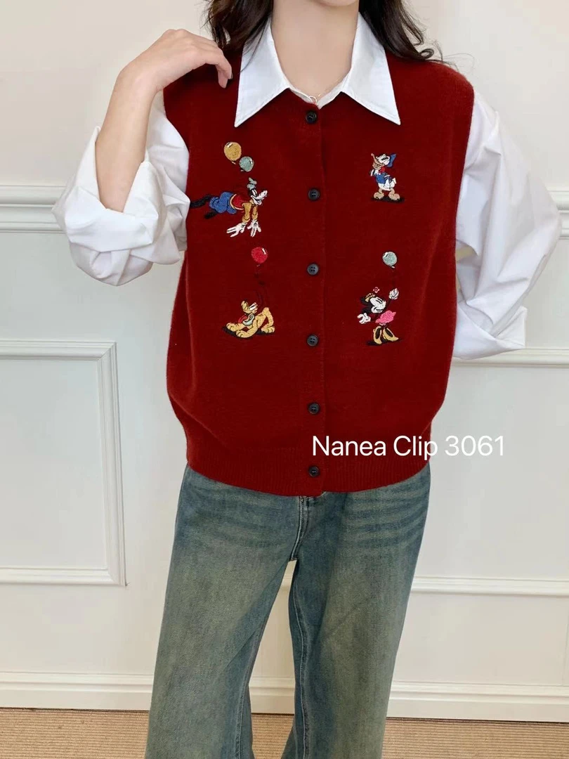 范范家  韩系减龄刺绣米奇百搭针织马甲3061