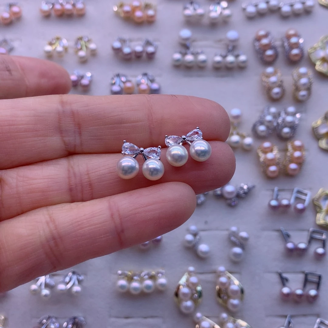 淡水珍珠耳饰合金