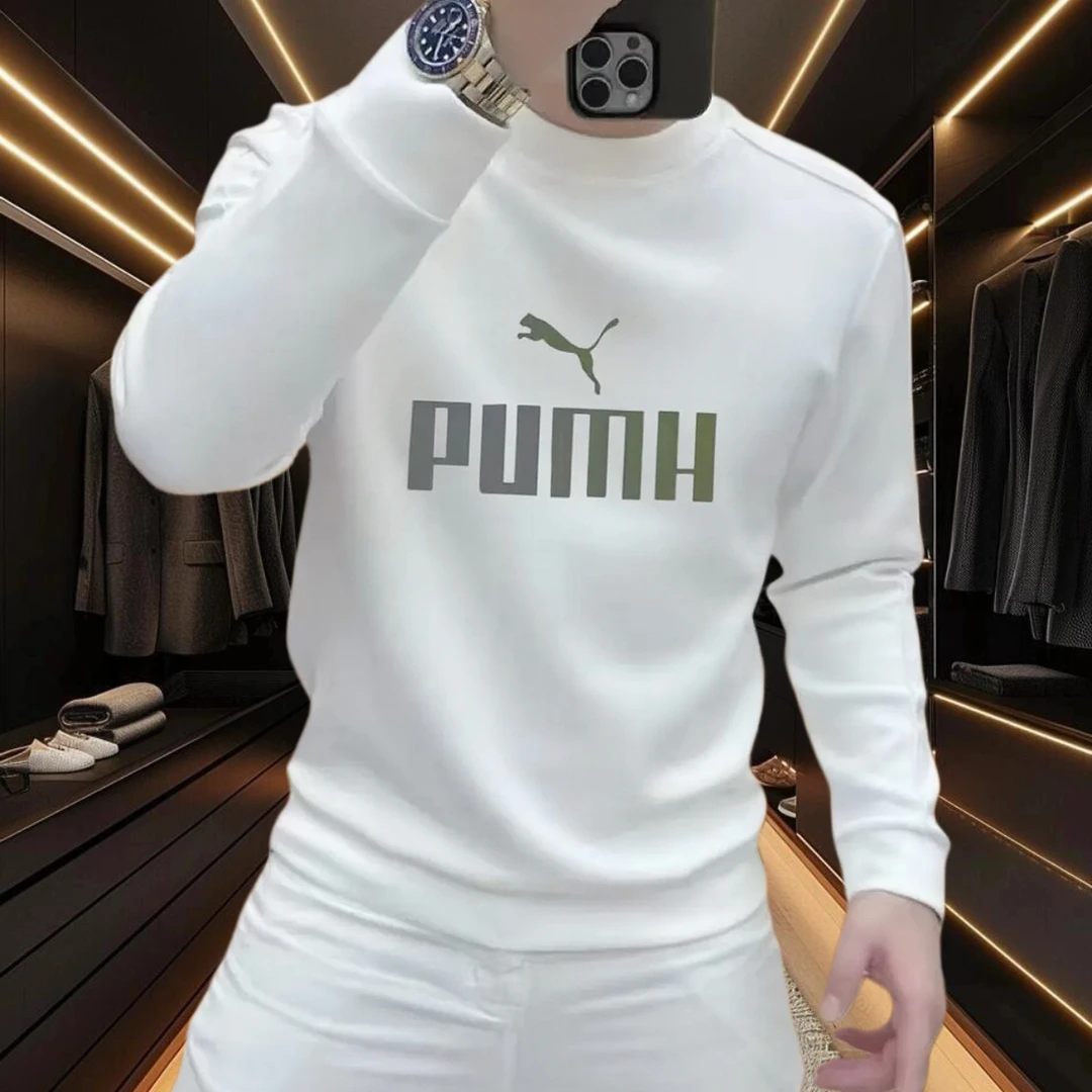 秋冬新款时尚潮流男士休闲百搭印花卫衣修身圆领长袖上衣