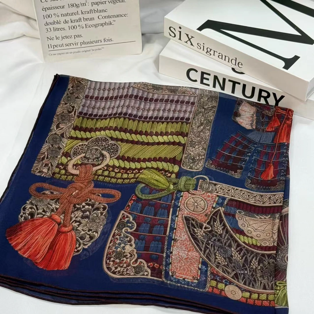 70薯莨方巾-墨蓝盔甲 65cm丝巾