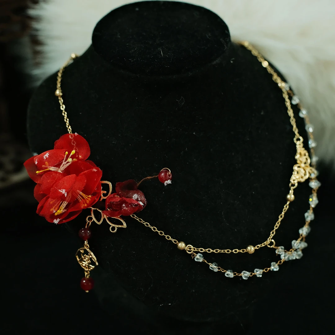 耀如春华 【达人专属】梅香如故额饰 梅花真丝烫花发夹头饰配饰