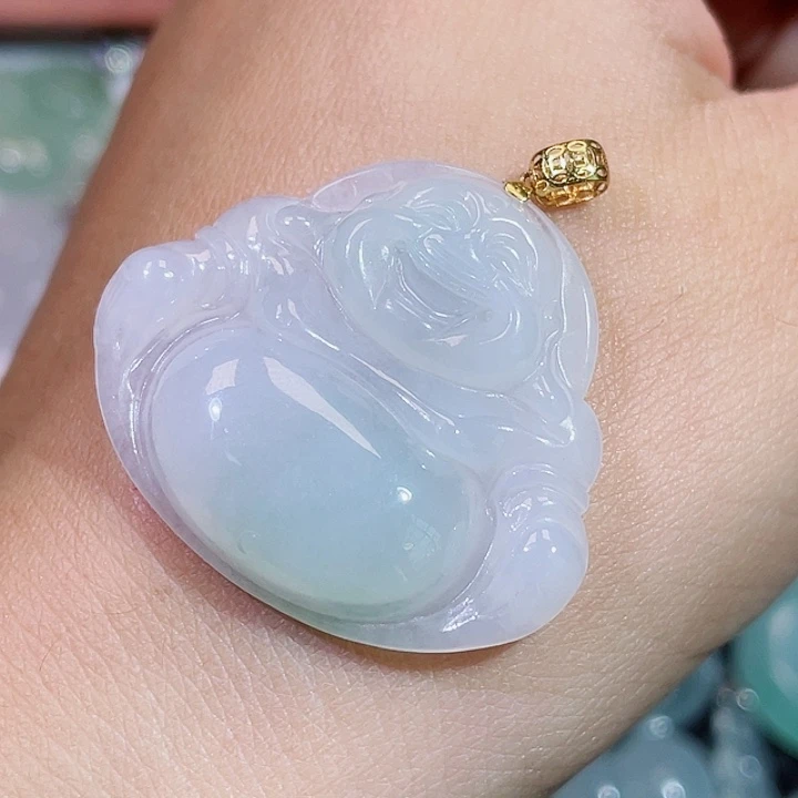 颈饰18K金镶嵌翡翠佛公