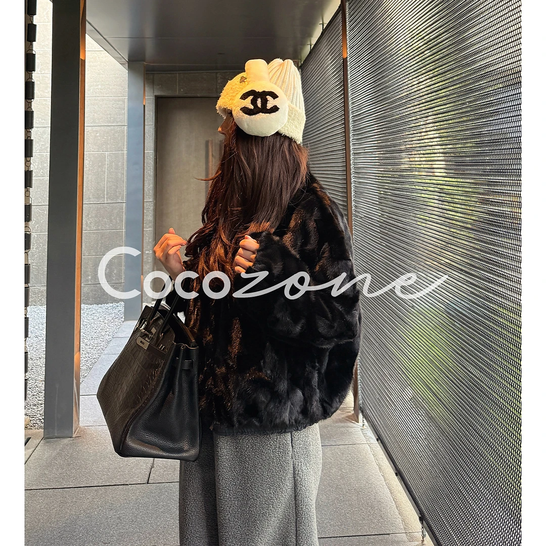 COCO ZONE刘 一一“黑曜石”100水貂双面穿拉链立领皮草CD2A3055