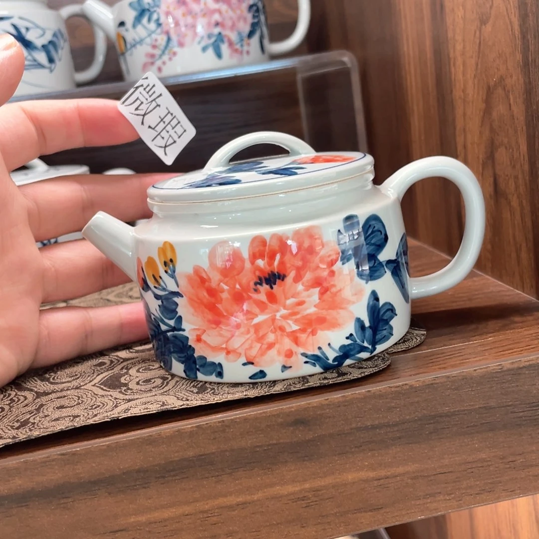 釉下手绘茶具微瑕