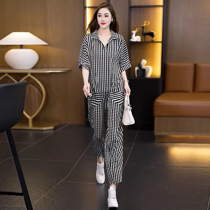 【女神新衣】2025新款时尚减龄搭配一整套休闲洋气大码显瘦两件套