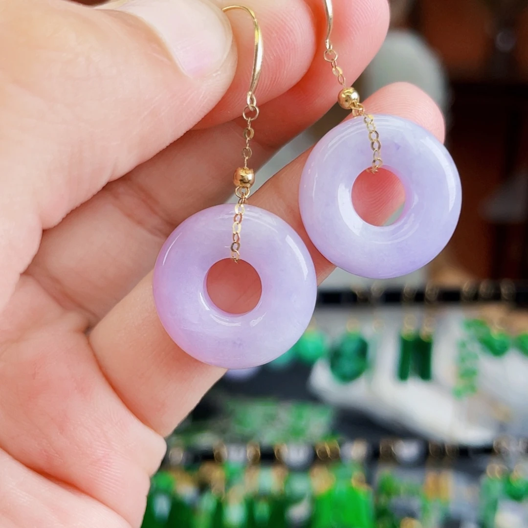 18K金镶嵌翡翠耳饰