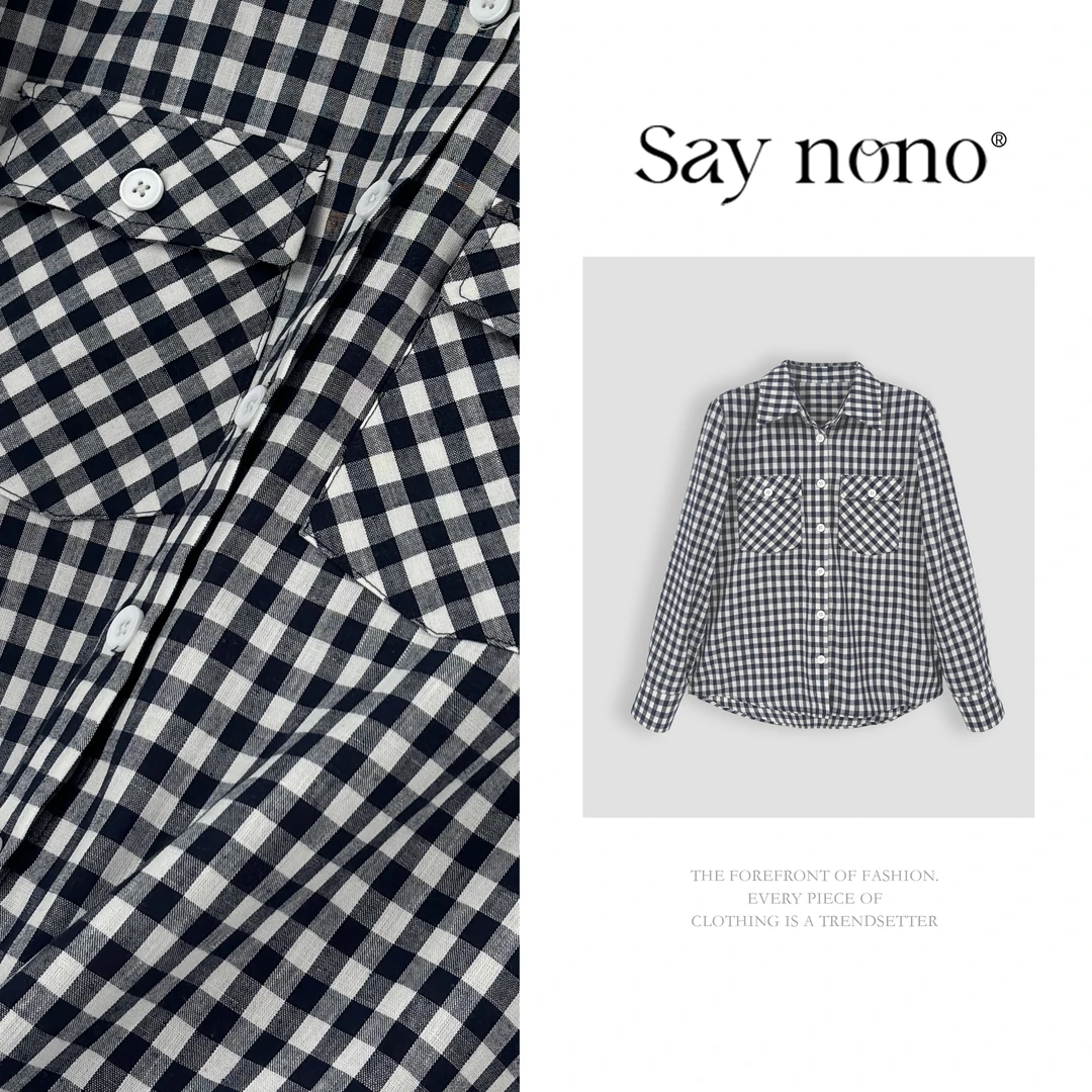 懒猫nono│Saynono 夏季新款复古百搭格子衬衫+格子短裙H1117X