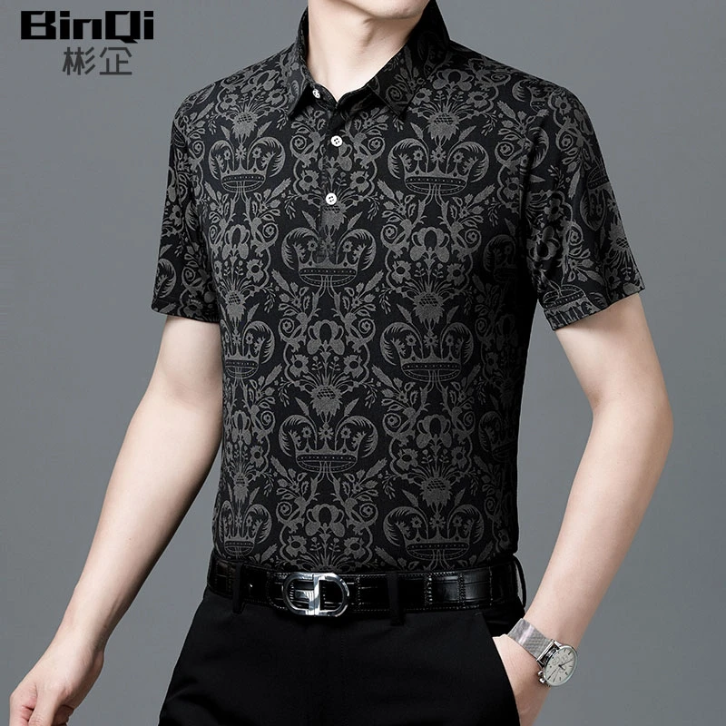 夏季高品质男士冰丝polo杉高档男士短袖T恤速干宽松透气夏装时尚