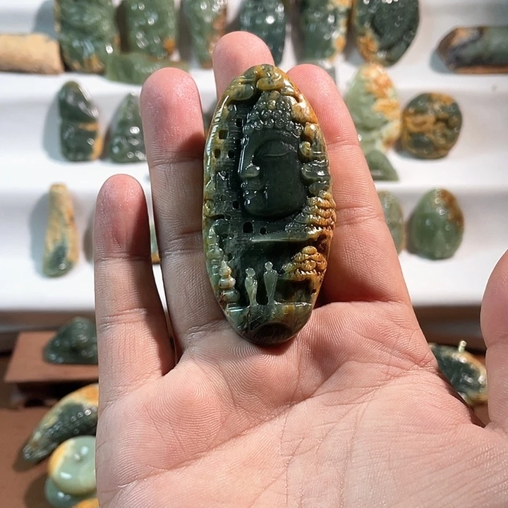 喵***的吊坠(不含链)未镶嵌岫岩河磨玉（透闪石质玉）