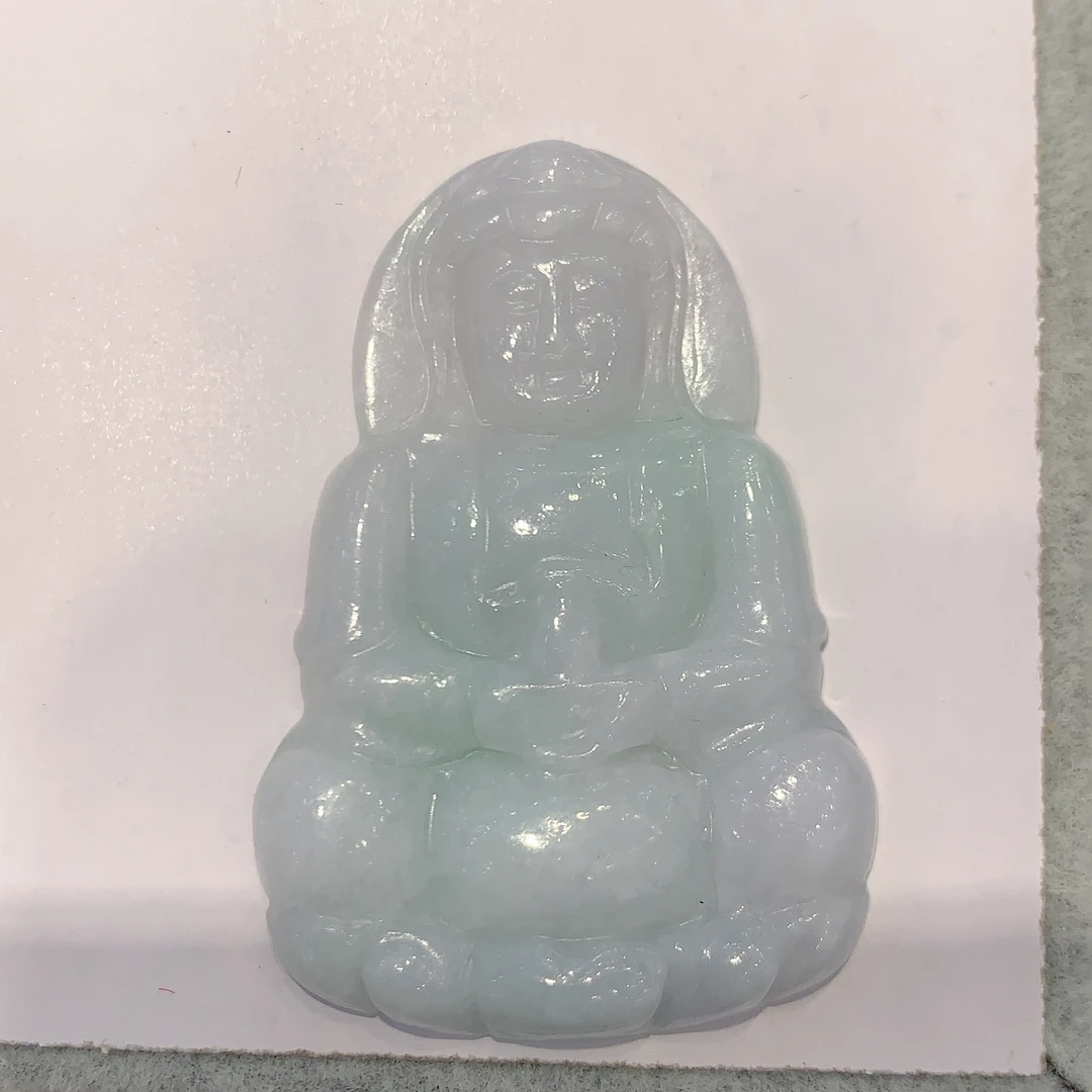 翡翠观音吊坠天然A货飘绿大气百搭|随机发货