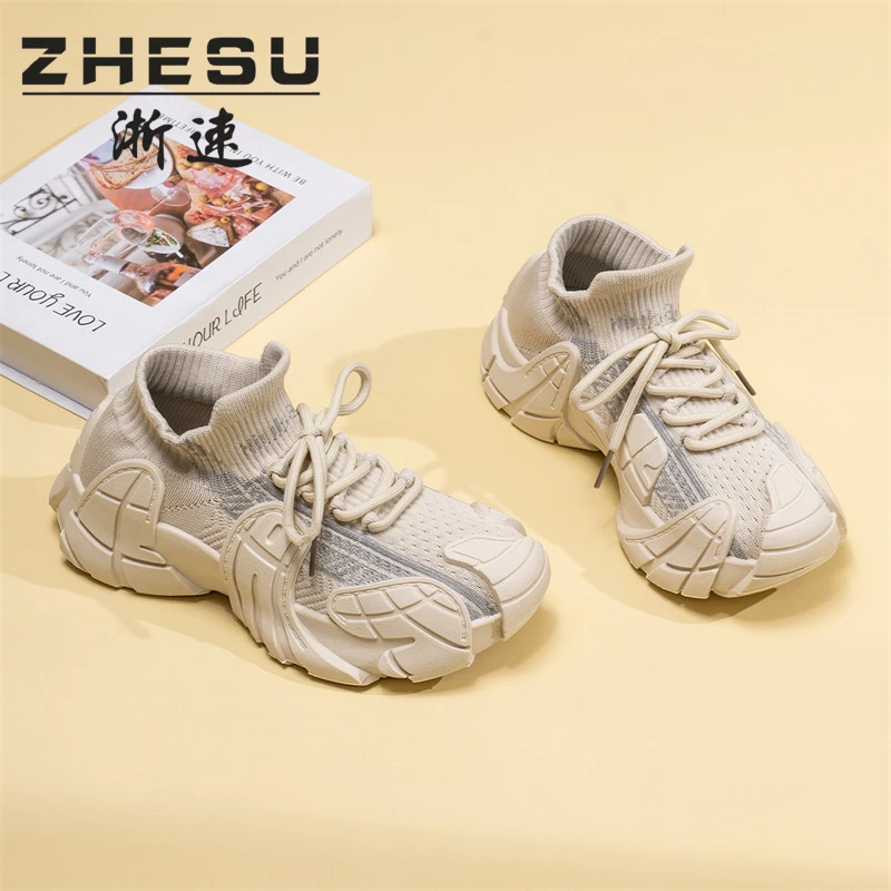 ZHESU/浙速2025新款百搭明星同款舒适增高软底袜子鞋阔腿裤必备鞋