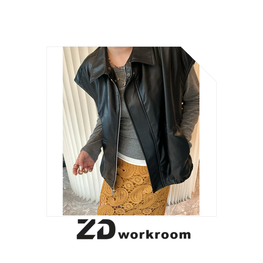 【Z.D/WORKROOM】25/26早春立体剪裁免洗蛋白皮宽松马夹