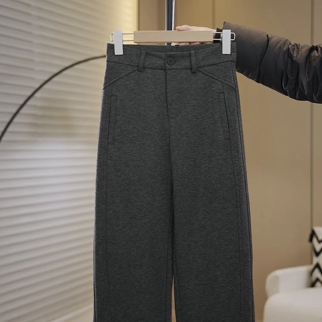 【晨光专属】冬季厚款中高腰休闲直筒裤250101