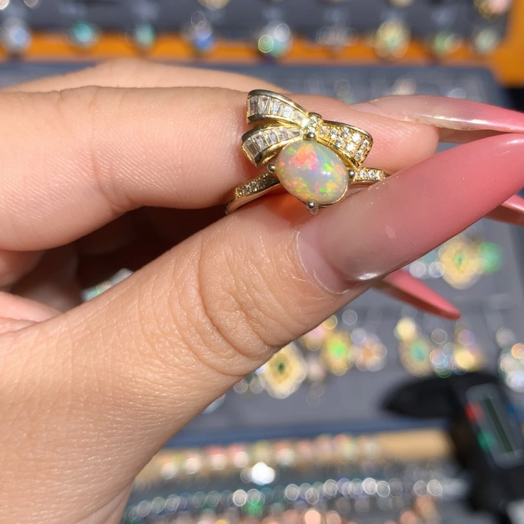 银S925镶嵌欧泊欧泊戒指l