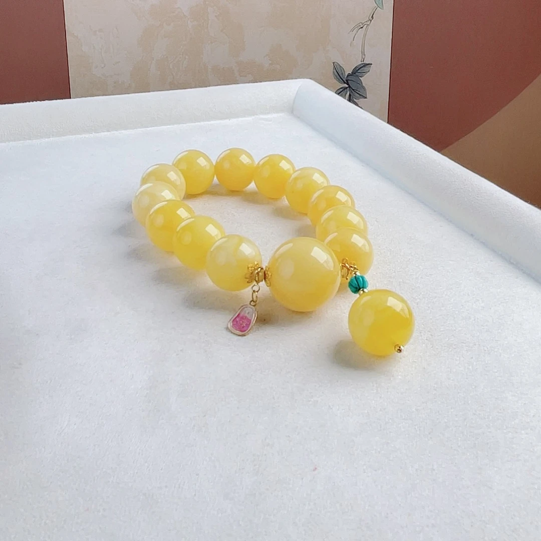 18K金镶嵌蜜蜡手链蜜蜡