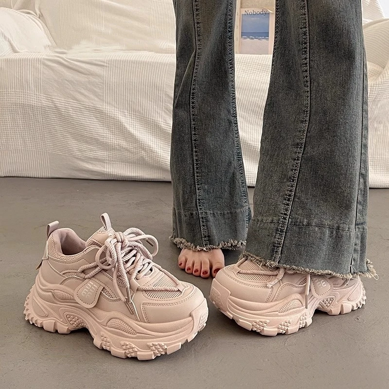 欧洲站显脚小厚底老爹鞋女2025春秋新款内增高休闲时尚炸街运动鞋