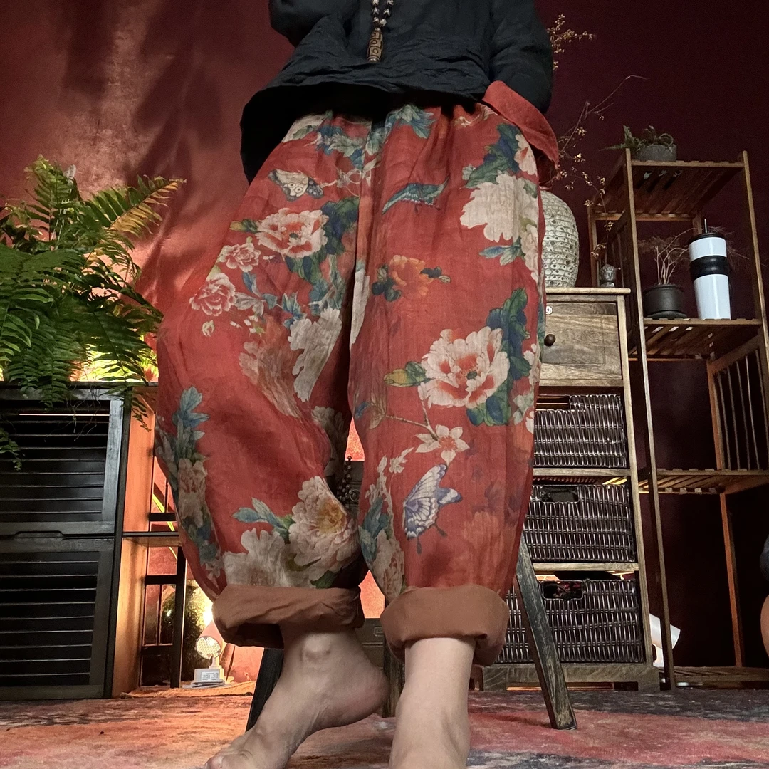 小妖精～苎麻双层老爹裤（裤长88～91）