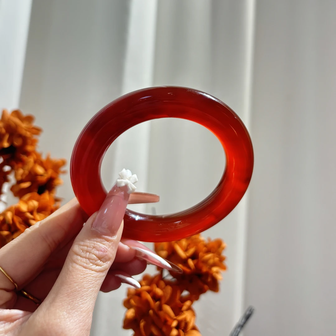 天然玛瑙玉髓逊克红胖圆