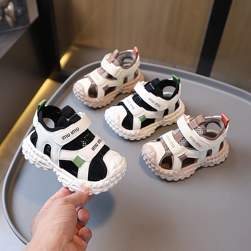 宝宝鞋子夏季儿童包头防踢凉鞋男童运动凉鞋中小童防滑软底沙滩鞋