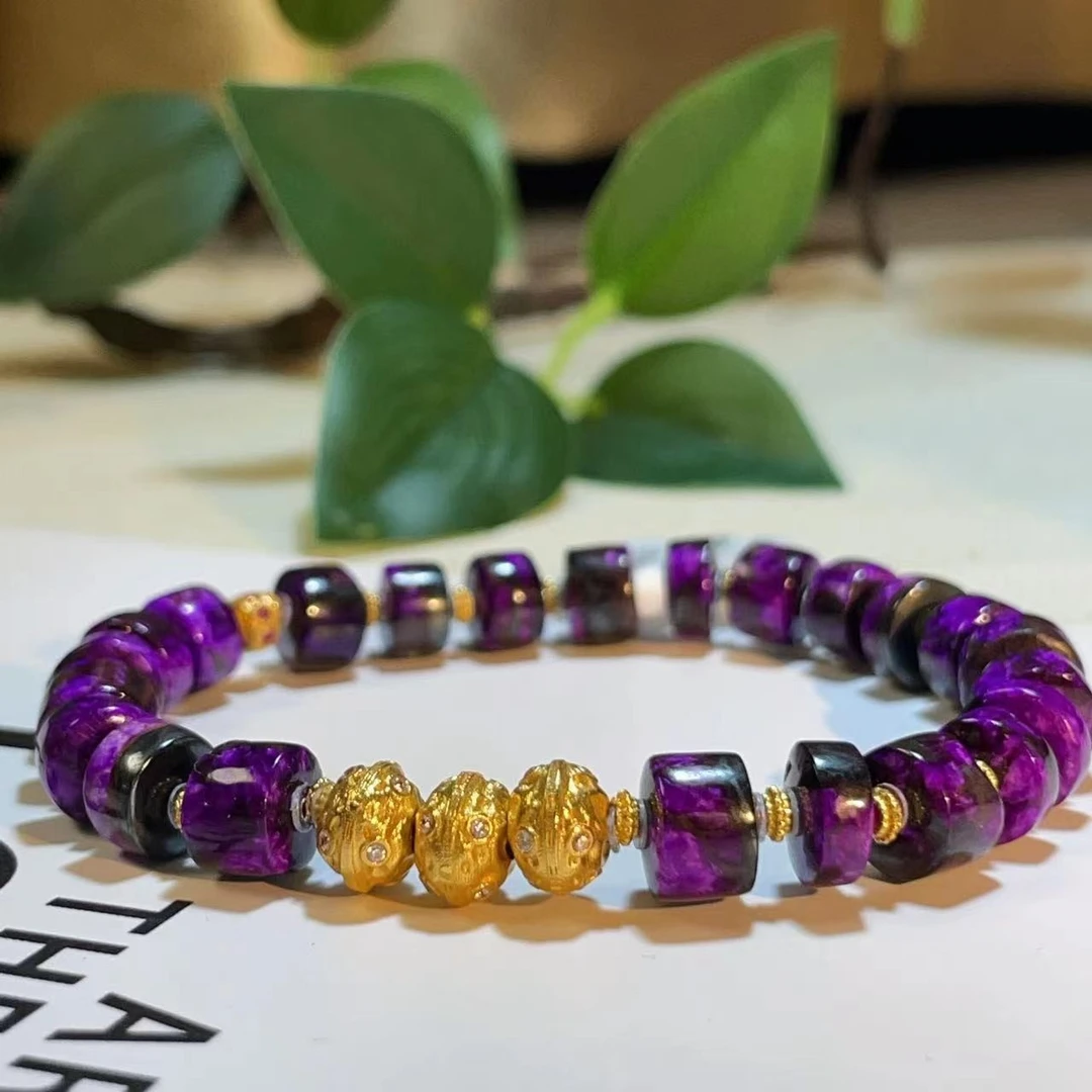 舒俱来红丝绒直切桶珠18k单圈手串/7mm/AZB1934/16cm