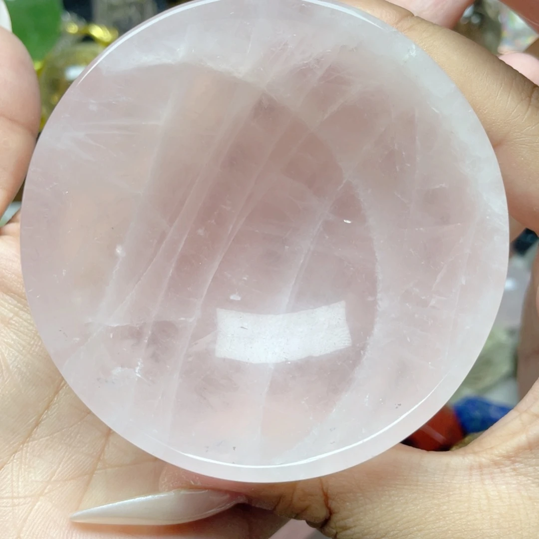 水晶珠宝半成品未镶嵌粉晶碗