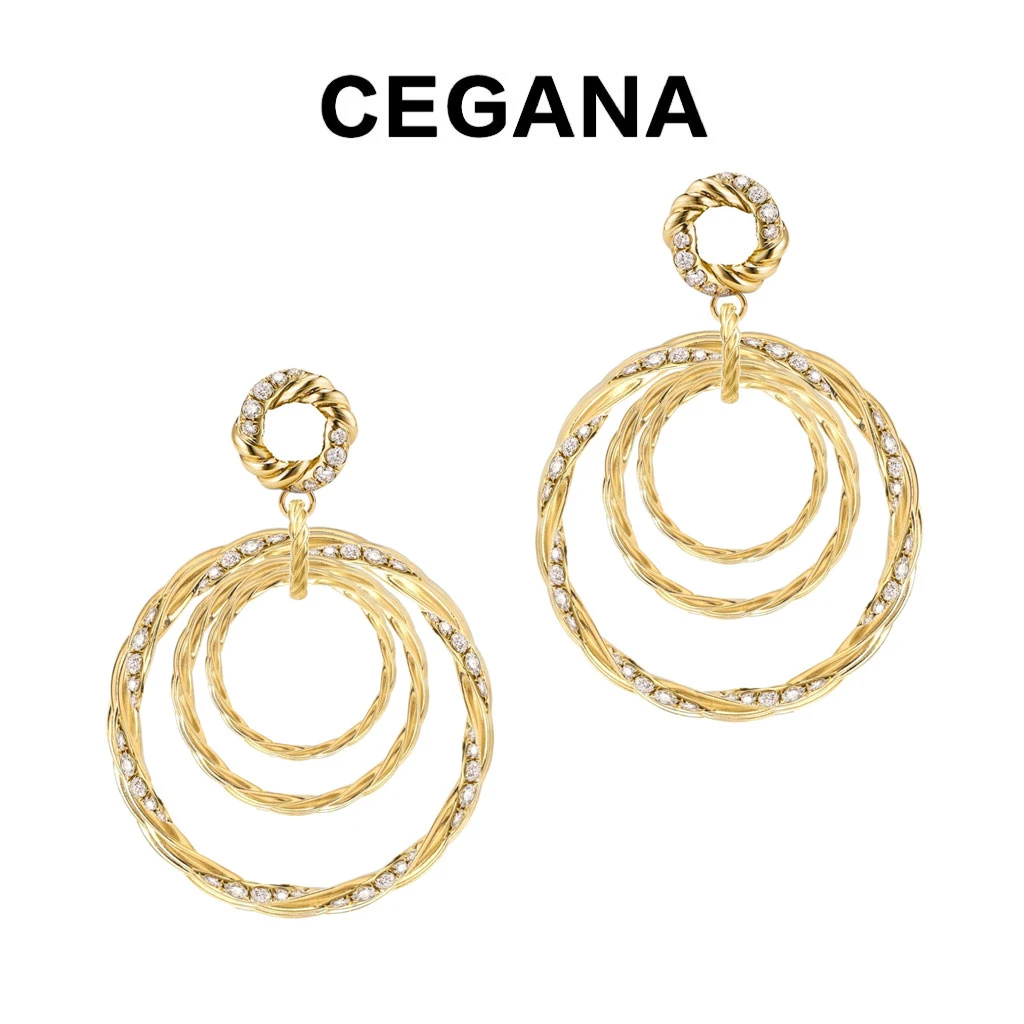 铜合金锆石耳饰 CEGANA【圆舞曲】大气轻奢百搭长款耳环设计师时尚