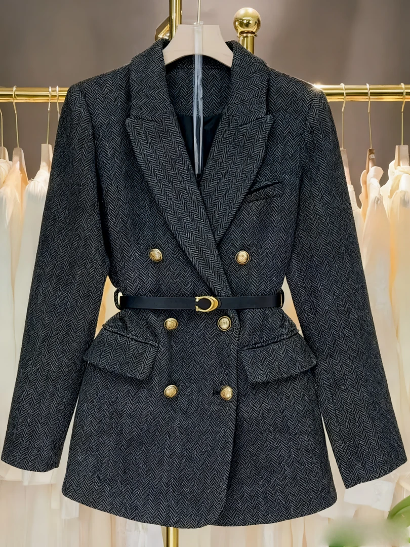 时尚毛呢大衣2025年新款网红时尚休闲气质显瘦外套M910