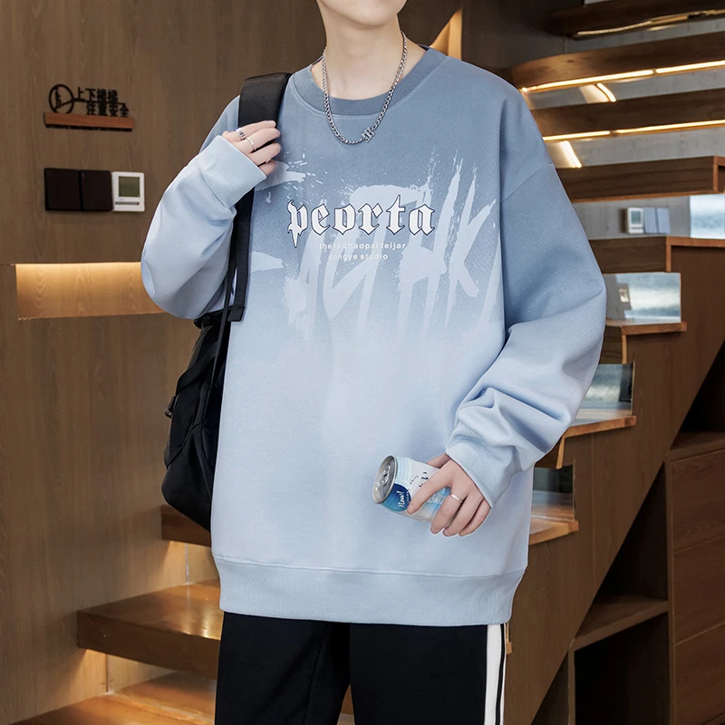 春秋款12-16岁青少年圆领卫衣13男大童潮流15初高中学生渐变长袖