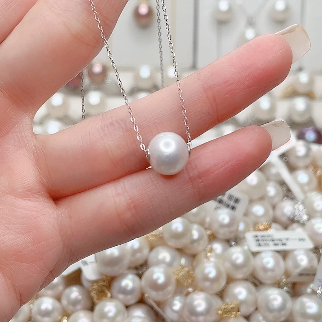 淡水珍珠银S925镶嵌吊坠(赠链)