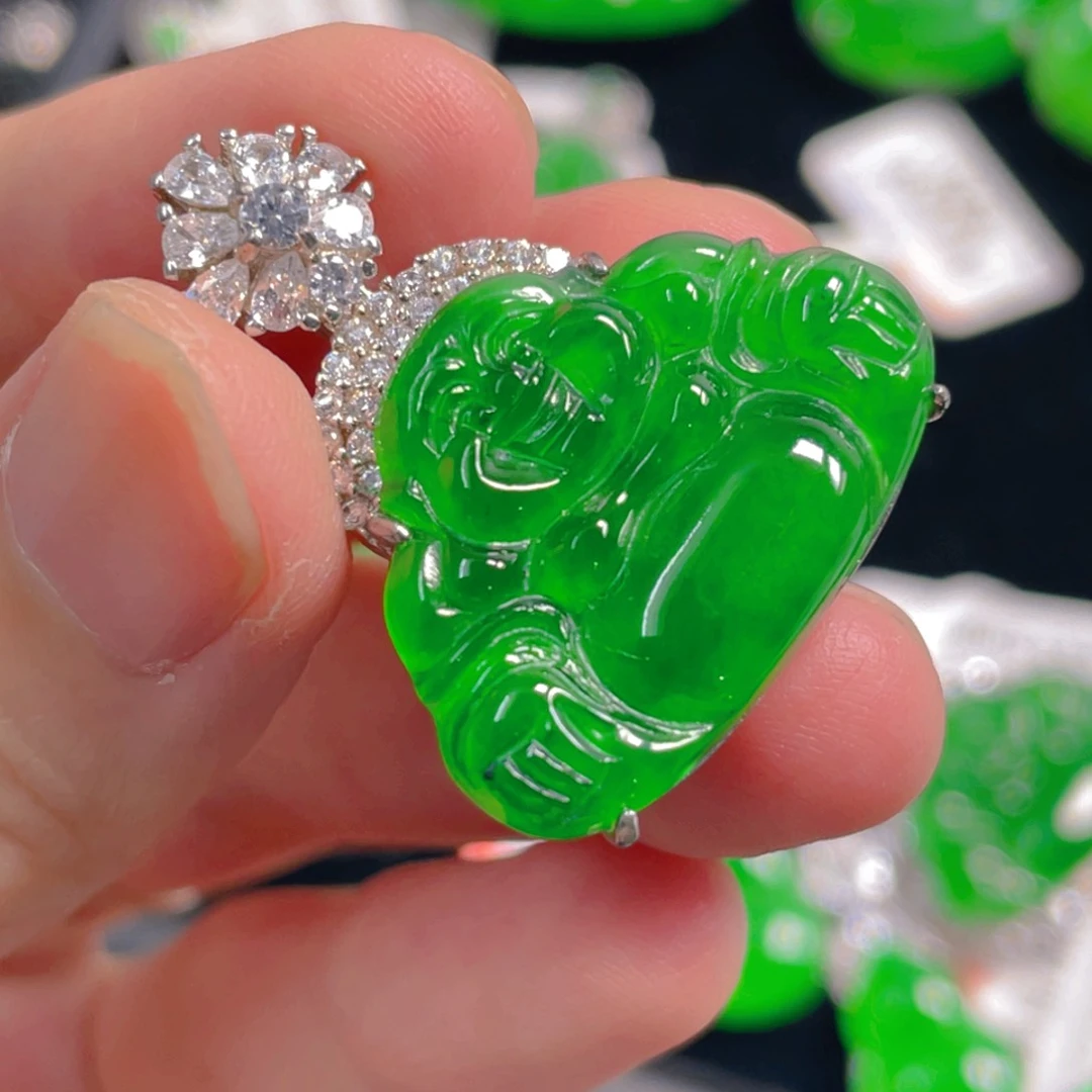 翡翠银S925镶嵌吊坠(不含链)