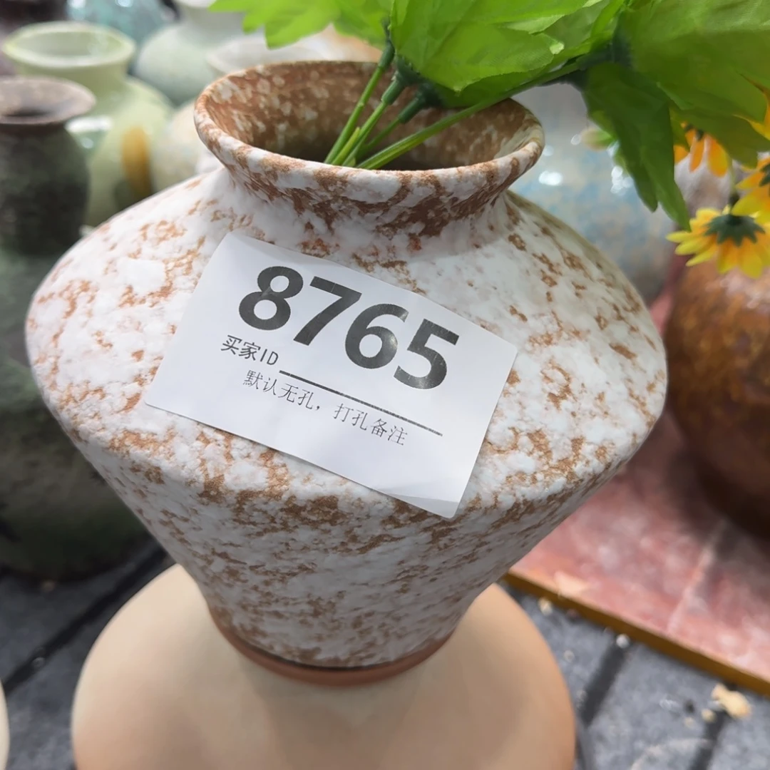 陶摆件景德镇高温花瓶编码8765高17口6默认无孔