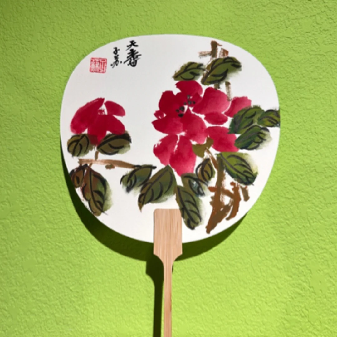 子苏手绘宣纸团扇加厚设计古风手绘书法绘画创作扇子