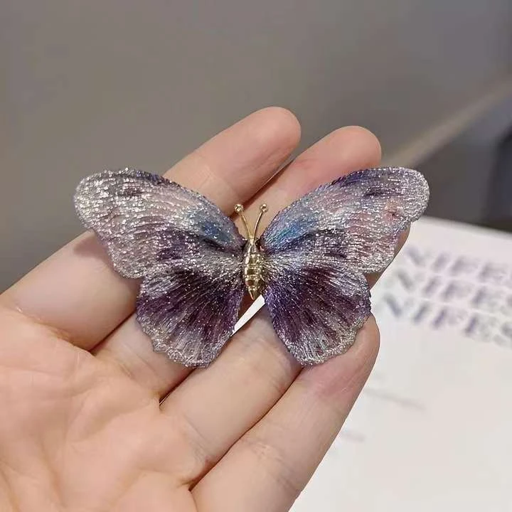 铜合金合成锆石胸针 铜合金胸针-偏偏飞舞XZ030复古紫色百搭可爱