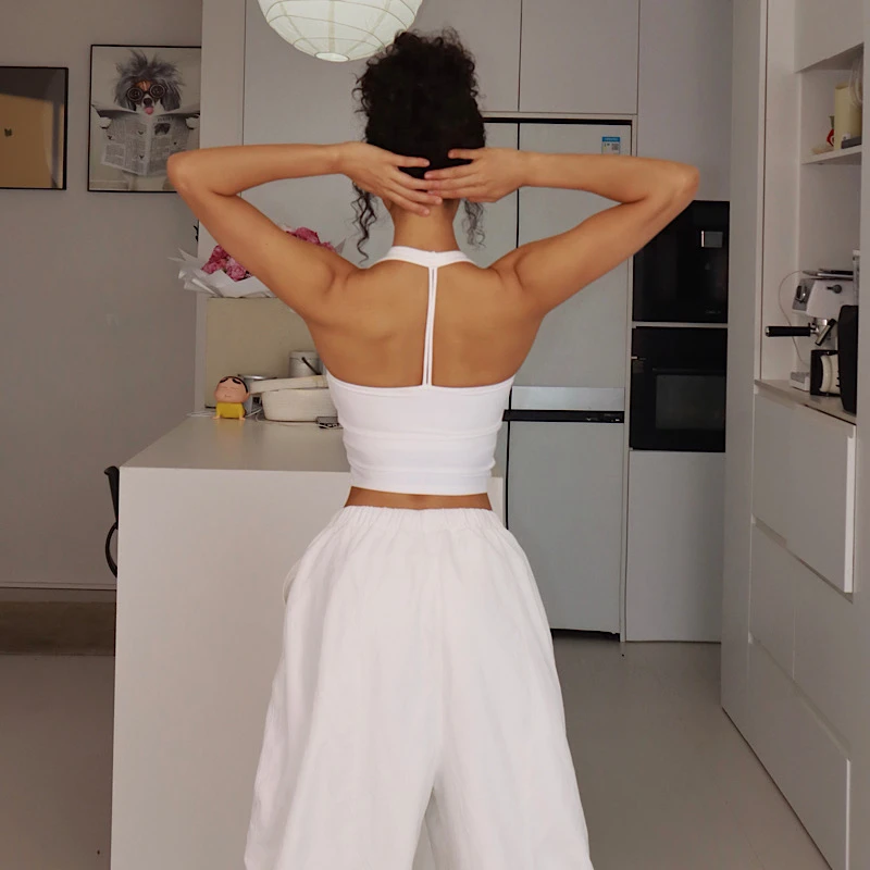 akiyo studio 运动背心女 含胸垫挂脖美背V领运动瑜伽训练吊带